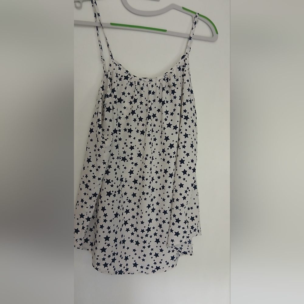 Time and Tru Navy Blue Star Flowy Blouse Tank